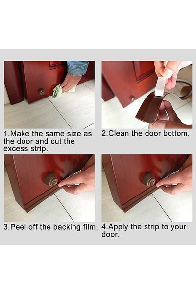 fulina Door Seal, Pvc Material, Self-Adhesive, Used to Block Insects and Keep the Room Warm, 0.91 M/Strip