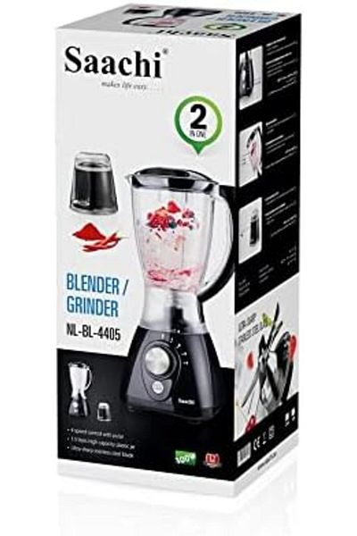 SAACHİ Electric Blender and Grinder 2-in-1 with 1.5L Capacity, 300W Motor, Stainless Steel Blades – NL-BL