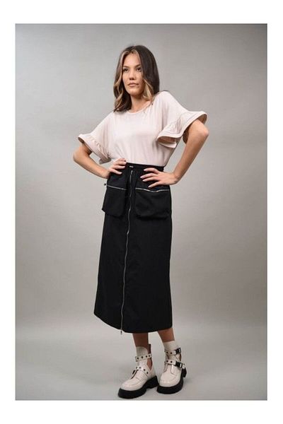 FASHIONLAND VISSIMO BUFF SLEEVE T-SHIRT Light Beige ONE SIZE