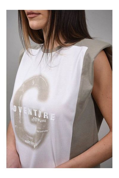 CHANGE OFF GIOIA SHOULDER PADDING T-SHIRT ONE SIZE Kaki