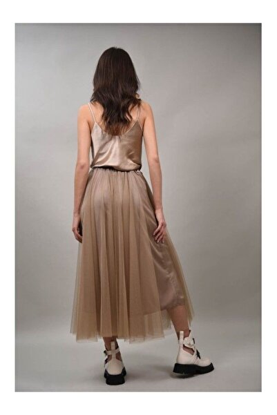 FASHIONLAND CARINI SATIN T-SHIRT WITH THIN STRAPS ONE SIZE Cream