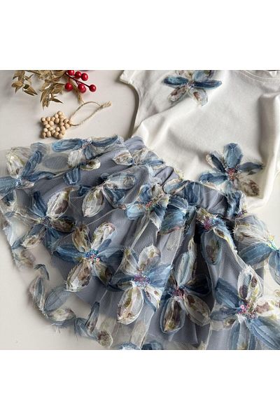 2kids2mom Tricou cu mânecă scurtă și fustă cu gât cu mânecă scurtă, set special pentru sărbători, ocazie specială