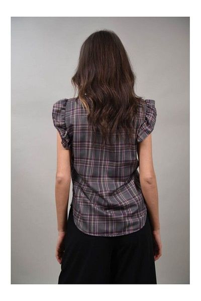 FASHIONLAND Nimble Multicolor Checkered T-Shirt One Size Gray