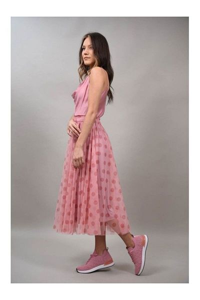 FASHIONLAND Satin T-shirt with thin straps Carini One size fits all Pink