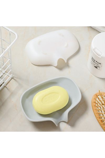 Viyogo Set of 2 silicone soap dishes with drain, 14.5 x 8.5 x 2.5 cm, gray
