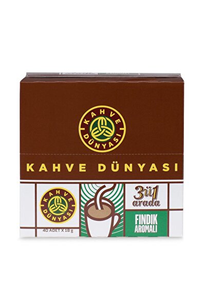 Kahve Dünyası Kahve Dünyası 3'ü 1 Arada Hazır Kahve Fındık Aromalı 18 g x 40 Adet