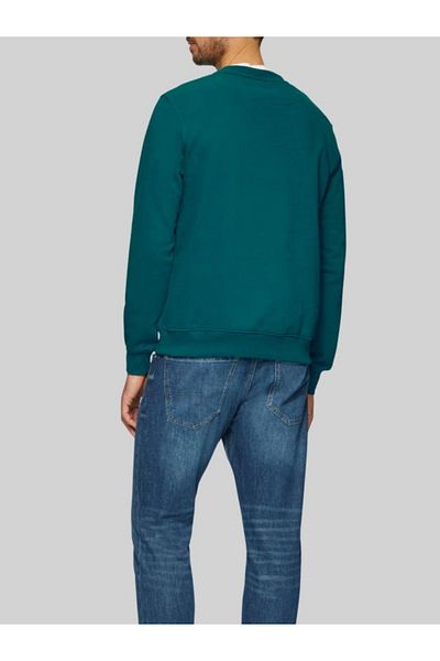 s.Oliver Men's Crew Neck Sweatshirt With Logo, Turquoise, 2xl