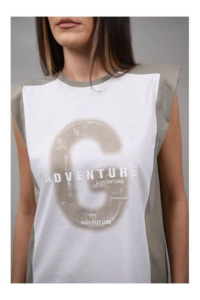 CHANGE OFF GIOIA SHOULDER PADDING T-SHIRT ONE SIZE Kaki