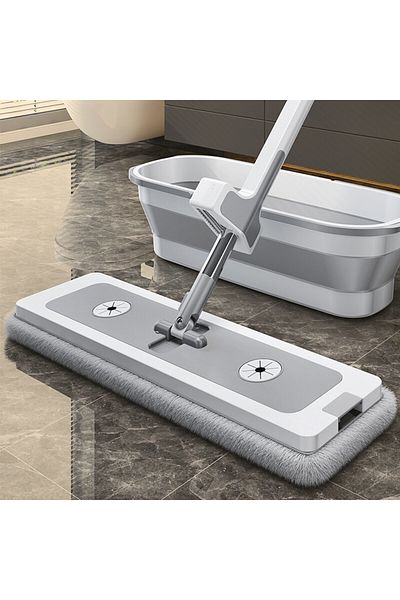 Viyogo Set mop rotativ cu 4 lavete microfibra si lighean pliabil de 8 L