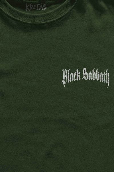 Kretas Μπλουζάκι Unisex Χακί Μαύρο Sabbath Ροκ Μουσική Ozzy Metal Music Bat Μίνιμαλ μπλουζάκι με στάμπα μπροστά