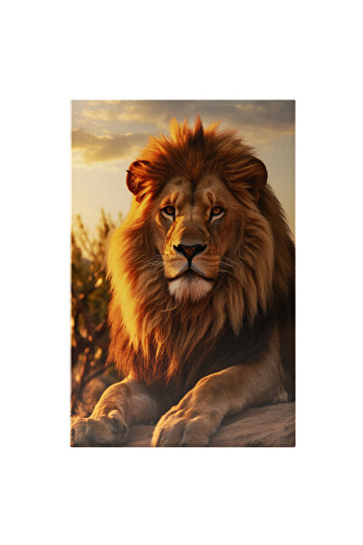 StoryGift Romania Tablou Canvas: Animal Leu În Savană Portret Pe O Rocă - Fotografie Artisticcă Și Animal Sălbat