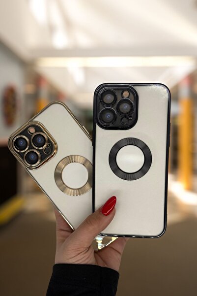 PSGT apple ( Iphone 12 ) Uyumlu Kılıf Logo Yeri Açık Metalik Kılıf Şeffaf Silikon