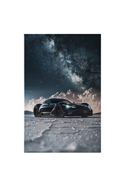 StoryGift Romania Tablou Canvas: Pleiul În Lumina Serii Mercedes Benz Sport Pe Zăpada Luminată De Galaxie Pictur