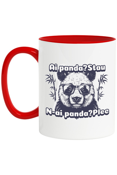 StoryGift Romania Cana Urs Panda, Ai Panda Stau N Ai Panda Plec, Mesaj Haios, 330ml, Ceramic Cu Ma, Cu ,stg