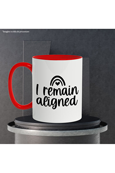 StoryGift Romania Mug with heart and the message "I remain aligned" - raman aliniat with Red Handle, Cu Man, STG