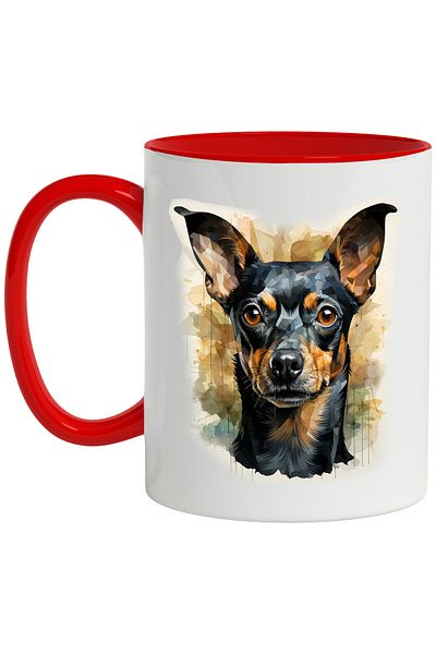 StoryGift Romania Mug with Dog Breed, Pinscher, Dog Lovers, Illustration, Multicolor 330 m, With