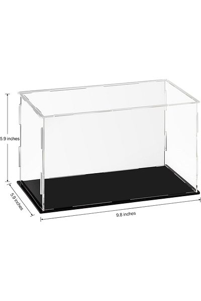 Generic صندوق عرض أكريليك شفاف للمقتنيات (أسود، 25×15×15 سم)