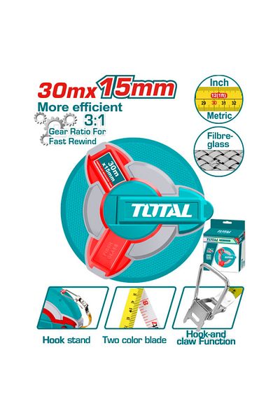 TOTAL 30mx12.5mm Round Fiber Meter