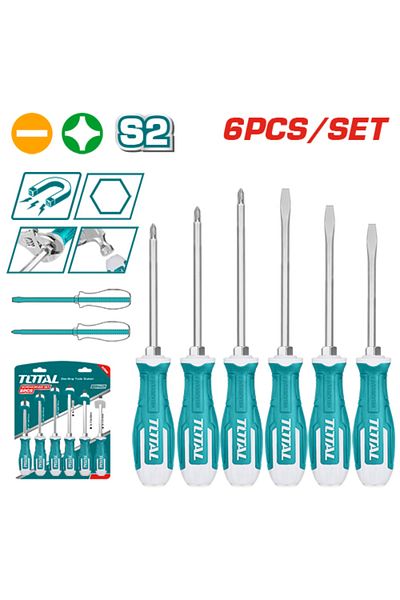 TOTAL 6pcs/set Ratcheting Screwdriver Set Regular/Cross
