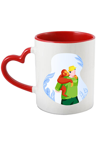 StoryGift Romania Cana Cu Maimuta, Ingrijitor, Frunze, Multicolor 330 Ml, Ceramica Cu Maner Inima , Cu ,stg