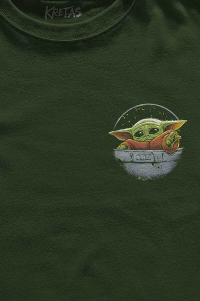 Kretas Μπλουζάκι Unisex Χακί Yoda Star Wars Mandalorian Minimal μπλουζάκι με στάμπα μπροστά