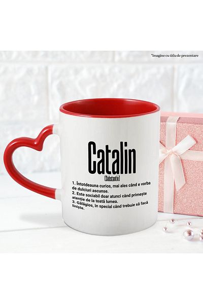 StoryGift Romania Mug With The Name Catalin, With Funny Message, Curious, Sociable, Noisy, 330ml, Sky, With,STG.
