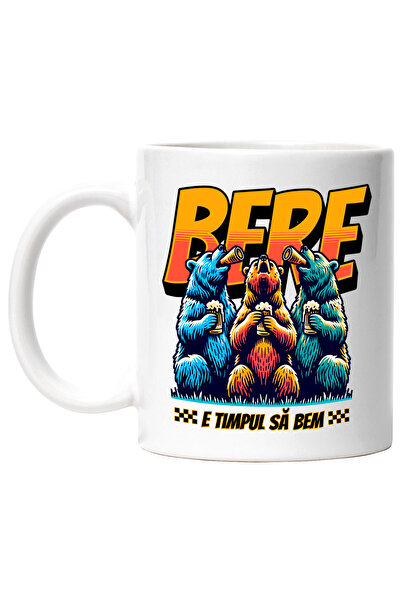 StoryGift Romania Cana Bere, E Timpul Sa Bem Ursi Bruni Cu Pahare, 330ml, Cer...