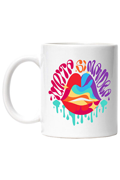 StoryGift Romania Cana Iubita Si Mandra-buze, 330ml, Ceramic Cu Maner Alb, Cu...
