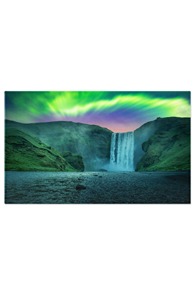 StoryGift Romania Tablou Canvas Aurora Verde In Spatele Cascadelor Celebre Sk...