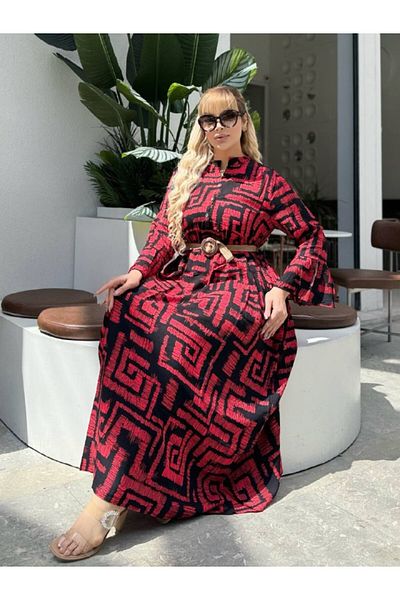 ViolettaXL Women's Plus Size Collar Button Spanish Sleeve Woven Viscosa Dress