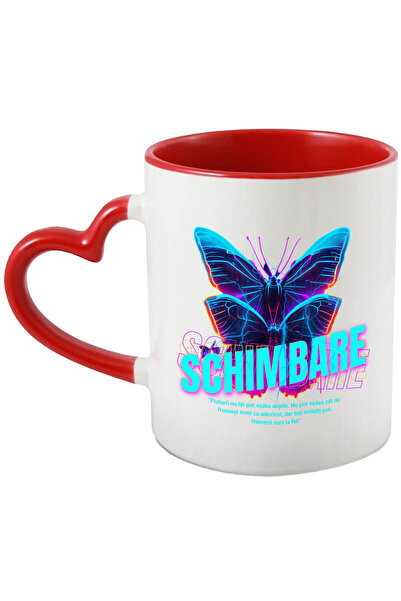 StoryGift Romania Cana Schimbare - Fluture, 330ml, Ceramica Cu Maner Inima Ro...