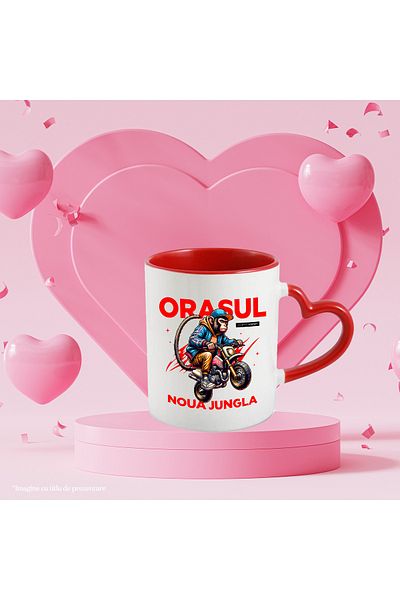 StoryGift Romania New Jungle City Mug, Monkey on Bike, Chaos, Funny, 330ml, Ceramic with M, With, STG.