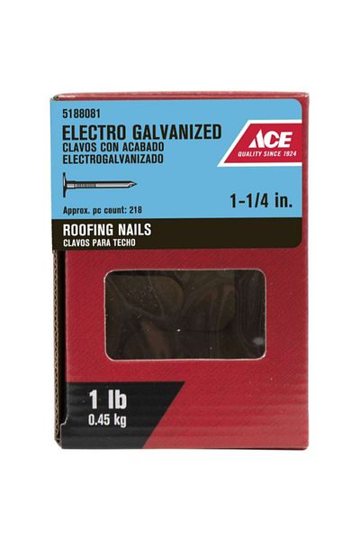 ACE Electro-Galvanized Smooth Shank Roofing Nails 1-1/4 Inch