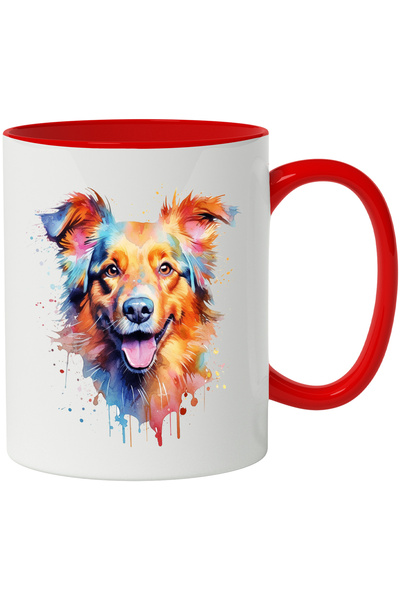 StoryGift Romania Cana Cu Caine, Ilustratie Watercolor, Stropi De Vopsea, Ani...