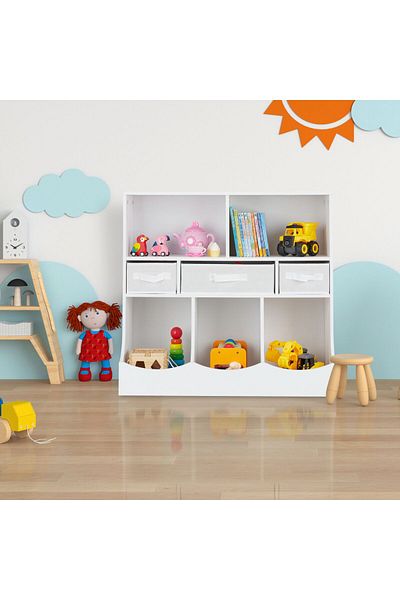 Relaxdays Dulap pentru copii, cu 8 compartimente, alb, din MDF, 75 x 80 x 40 cm