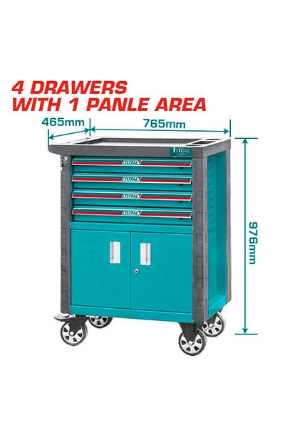 TOTAL Empty 4-drawer tool cabinet