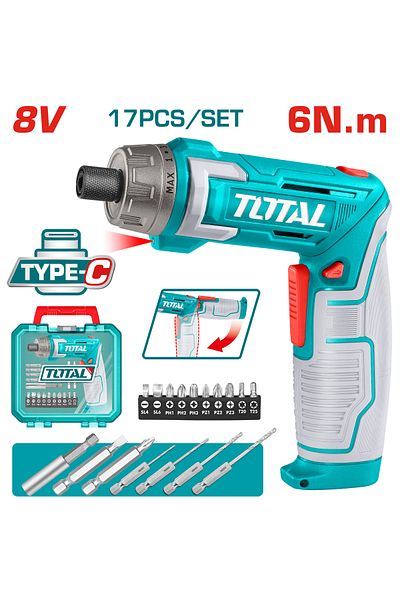 TOTAL 8v battery operated screwdriver 17 Pcs/set