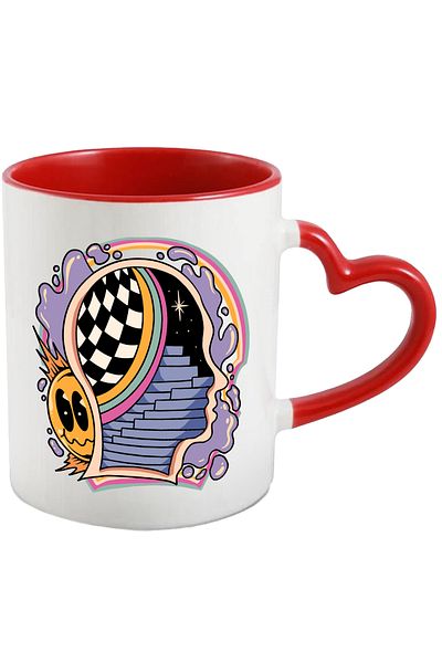 StoryGift Romania Cana Cu Arta Abstracta, Cap, Scari, Spatiu, Stele, Carouri, Multicolor 330 Ml, C, Cu ,stg