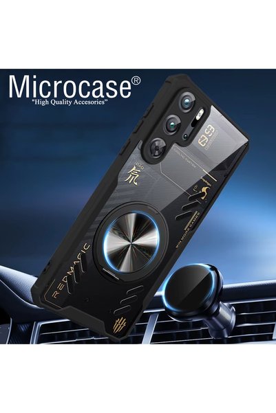 Microcase ZTE Nubia Red Magic 9 Pro ile Uyumlu Manyetik Mıknatıslı Yüzük Standlı Kılıf-AL5125