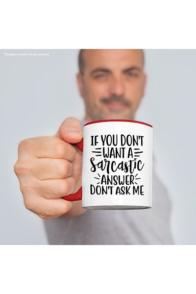 StoryGift Romania Mug for those who only give sarcastic answers with Red Handle, Red Handle STG, STG.