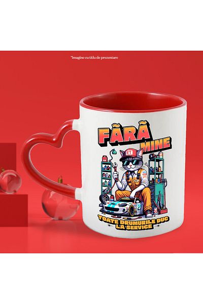 StoryGift Romania Mechanic Cat Mug Text Without me, all roads lead to the service station, 330ml, Ceram, Cu, STG