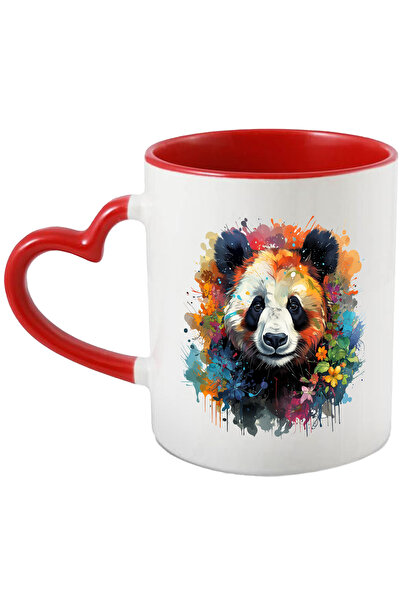StoryGift Romania Cana Cu Urs Panda, Flori, Frunze, Natura, Acuarela, Ilustratie, Multicolor 330 M, Cu ,stg