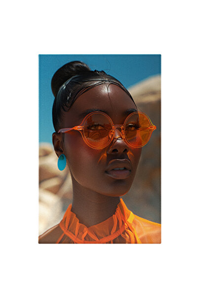 StoryGift Romania Tablou Canvas: Femeie Conturată De Un Portocaliu Strălucito...