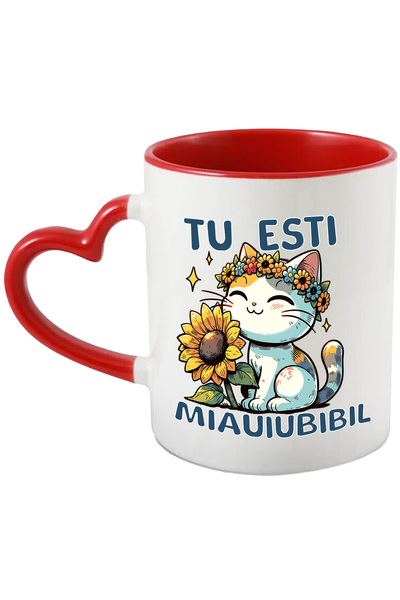 StoryGift Romania Cana Pisica Flori Tu Esti Miauiubibil Animal Blanos, 330ml,...