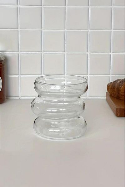 MİEN Mien Borosilicate Glass Cup with Handle Macaron Sliced ​​400 ml