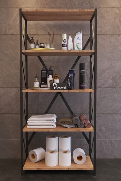 Morpanya Moni Metal Banyo Rafı Ünite 5 Raflı Banyo Düzenleyici Raf  Havlu Rafı Havluluk 150 cm