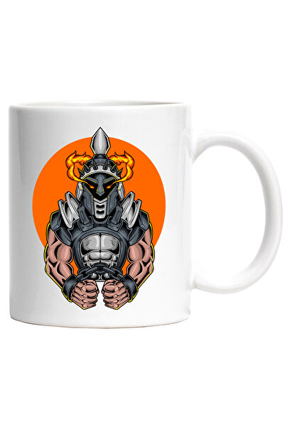 StoryGift Romania Cana Cu Gladiator, Flacari, Coif, Armura, Lanturi, Soare, M...