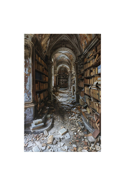 StoryGift Romania Tablou Canvas: Biblioteca Uitata Si Parasita Care S-a Degra...
