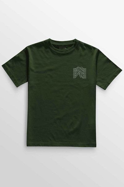 Kretas Μπλουζάκι Unisex Χακί Sound Wave Music Joy Division Ρίγες Μίνιμαλ μπλουζάκι με στάμπα μπροστά