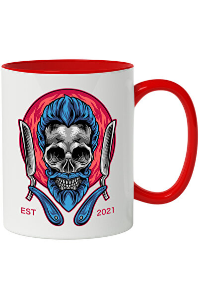 StoryGift Romania Cana Cu Craniu, Barba, Lama De Ras, Emblema, Flacari, Multicolor 330 Ml, Ceramic, Cu ,stg